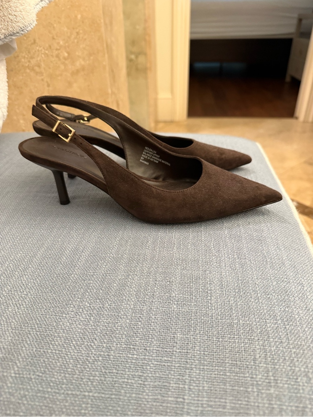 Nordstrom Pointy Toe Brown Suede Heels - Picture 2 of 4